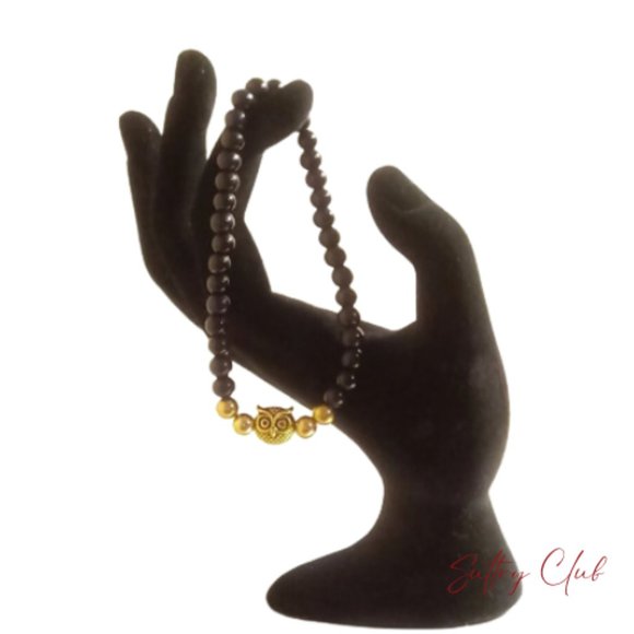 Obsidian And Hematite Alpha Owl Bracelet - Picture 7 of 7